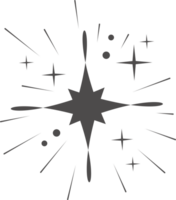 Christmas star shine. Glitter light magic icon. Twinkle sparkles with glow. Bright doodle symbol. png