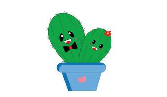 Cute Cartoon Cactus with eyes on the white background vector