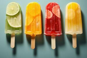 closeup of refreshing popsicles melting quickly AI Generated photo