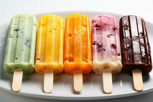 closeup of refreshing popsicles melting quickly AI Generated photo