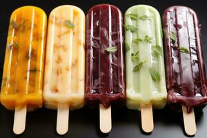 closeup of refreshing popsicles melting quickly AI Generated photo