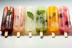 closeup of refreshing popsicles melting quickly AI Generated photo