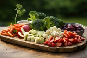 fotos de vegano comida en interior foto estudio ai generado