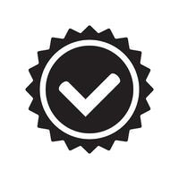 Yes round stamp icon. Seal with check mark icon. Symbol of approval. Approved icon. vector