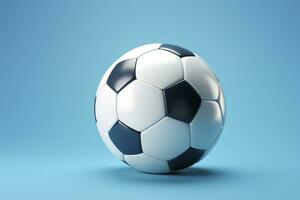 soccer ball on light blue background. Generative AI photo