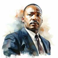 Martin Luther King Jr on Watercolor Style, ai generative photo