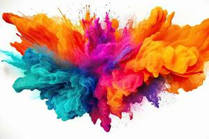 Colorful ink in water isolated on white background. Abstract background, Explosion of colored powder on a white background. 3d rendering, AI Generated photo