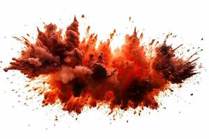 Explosion of red smoke isolated on white background. 3d illustration,  Explosion border isolated on white background, AI Generated photo