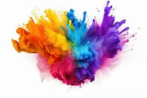 colorful ink in water isolated on white background. Abstract colored background, Explosion of colored powder on a white background. 3d rendering, AI Generated photo