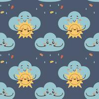 Seamless pattern sad cloud crying, rain, and overcast photo