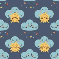 Seamless pattern sad cloud crying, rain, and overcast photo