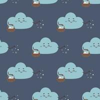 pattern seamless snow cloud, cold, character, vector photo