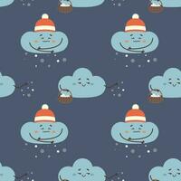 pattern seamless snow cloud, cold, character, vector