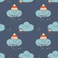 pattern seamless snow cloud, cold, character, vector