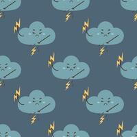 pattern seamless evil storm cloud, character, vector