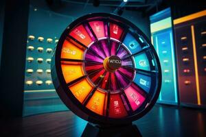 Roulette wheel in casino. Casino concept. 3D Rendering, Fortune wheel for sales promo event, AI Generated photo