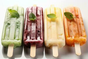 closeup of refreshing popsicles melting quickly AI Generated photo