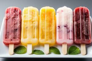 de cerca de refrescante Paletas de hielo derritiendo con rapidez ai generado foto