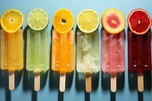 closeup of refreshing popsicles melting quickly AI Generated photo