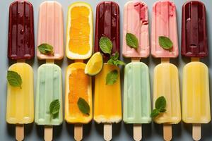 closeup of refreshing popsicles melting quickly AI Generated photo