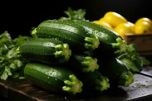 photos of zucchini in indoor photo studio AI Generated