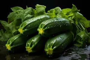 photos of zucchini in indoor photo studio AI Generated