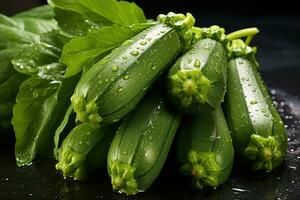 photos of zucchini in indoor photo studio AI Generated