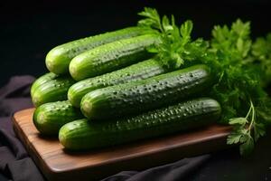 photos of cucumber in indoor photo studio AI Generated