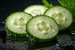 photos of cucumber in indoor photo studio AI Generated