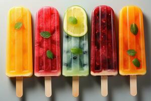 closeup of refreshing popsicles melting quickly AI Generated photo