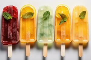 closeup of refreshing popsicles melting quickly AI Generated photo