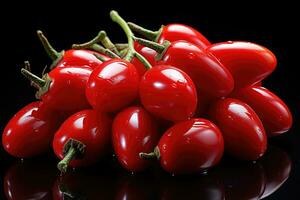 photos of cherry tomatoes in indoor photo studio AI Generated