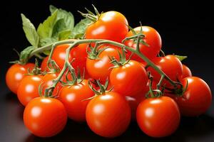 photos of cherry tomatoes in indoor photo studio AI Generated