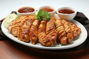 photos of chicken tenders in indoor photo studio AI Generated