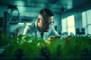 laboratorio creciente verde plantas. generar ai foto
