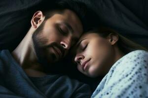 Young couple sleeping together. Generate ai photo