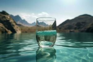 Glass of clear water. Generate Ai photo