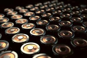 Closeup shot of multiple batteries cells. Generate ai photo