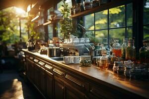 acogedor tarde situación en el cocina ai generado foto