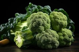 photos of broccoli in indoor photo studio AI Generated