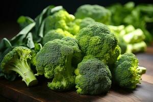 photos of broccoli in indoor photo studio AI Generated