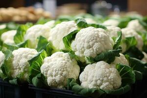 photos of cauliflower in kitchen table AI Generated