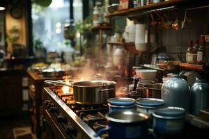 acogedor noche situación en el cocina ai generado foto