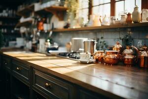 acogedor tarde situación en el cocina ai generado foto