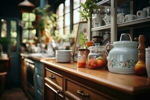 acogedor tarde situación en el cocina ai generado foto