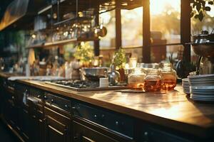 acogedor noche situación en el cocina ai generado foto