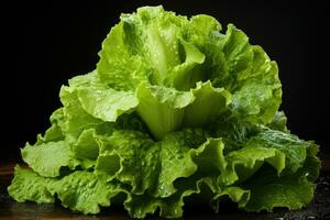 photos of lettuce ready to serve in indoor studio AI Generated