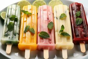 assorted popsicles for summer AI Generated photo