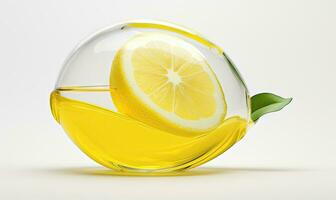 Lemon with a glass wave effect stands out. AI Generative photo