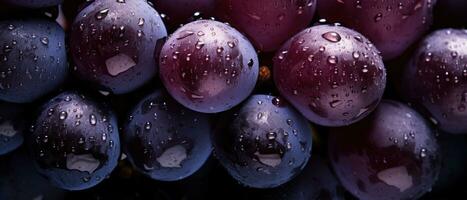 Macro capture of whole grapes. AI Generative photo